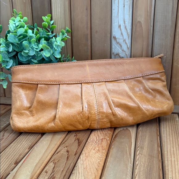 Aldo Handbags - Aldo Camel Soft Leather Boho Chic Clutch Pleated